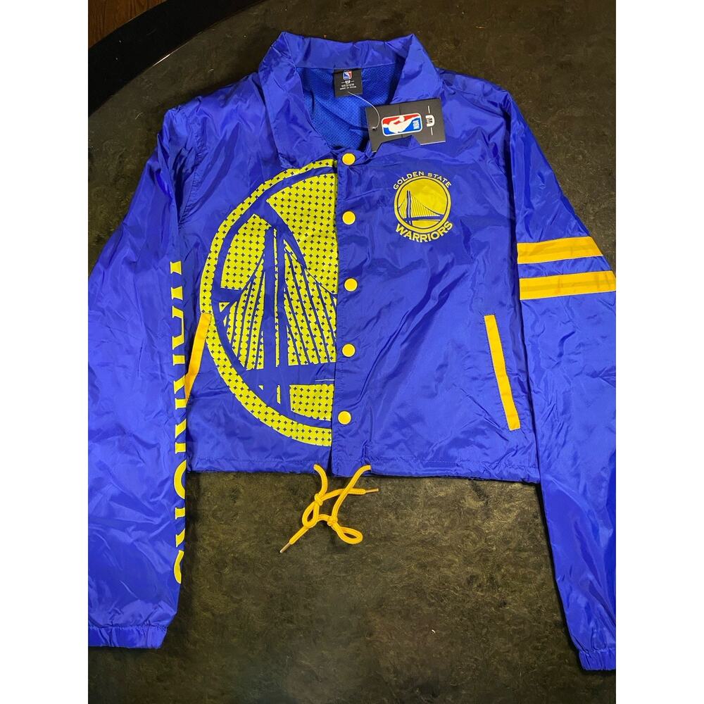 Golden State Warriors Womens Snap Button Windbreaker Jacket Medium NWT